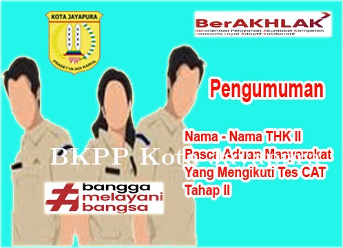 PENGUMUMAN PESERTA CAT THK II PASCA ADUAN MASYARAKAT